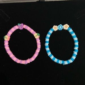 2 clay beaded handmade bracelets